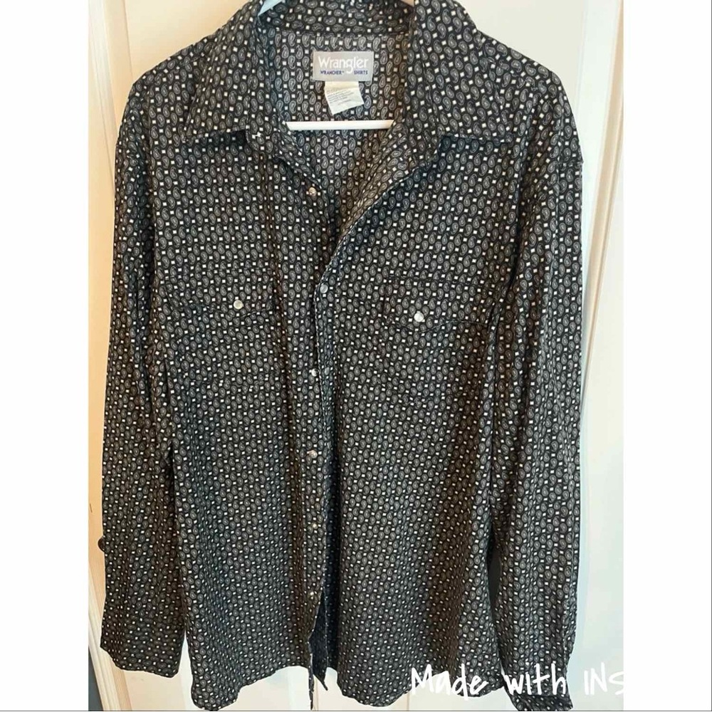 XL Wrangler Wrancher Paisley Pearl Snap Button Shirt
